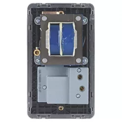 Schneider Electric Lisse Deco 2-Gang Dual Voltage Shaver Socket 115 / 230V Brushed Stainless Steel with Black Inserts -Sockets Sales Store 389FF A3