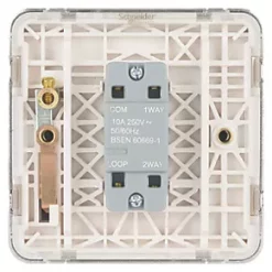 Schneider Electric Lisse Deco 10A 1-Gang 2-Way Retractive Switch Polished Chrome with White Inserts -Sockets Sales Store 395FF A3