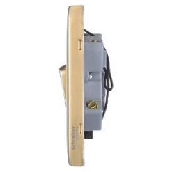 Schneider Electric Lisse Deco 13A Switched Fused Spur with LED Satin Brass with Black Inserts -Sockets Sales Store 399FF A2