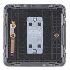 Schneider Electric Lisse Deco 10AX 1-Gang Intermediate Switch Brushed Stainless Steel with Black Inserts -Sockets Sales Store 410FF A3