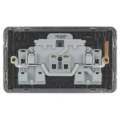 Schneider Electric Lisse Deco 13A 2-Gang DP Switched Plug Socket Polished Chrome with Black Inserts -Sockets Sales Store 421FF A3