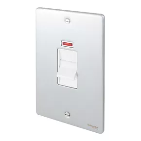 Schneider Electric Ultimate Low Profile 50A 2-Gang DP Control Switch Brushed Chrome with Neon with White Inserts 3 Schneider Electric Ultimate Low Profile 50A 2-Gang DP Control Switch Brushed Chrome with Neon with White Inserts