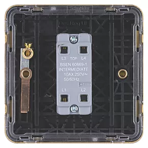 Schneider Electric Lisse Deco 10AX 1-Gang Intermediate Switch Satin Brass with Black Inserts 6 Schneider Electric Lisse Deco 10AX 1-Gang Intermediate Switch Satin Brass with Black Inserts - Image 4