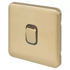 Schneider Electric Lisse Deco 10AX 1-Gang Intermediate Switch Satin Brass with Black Inserts