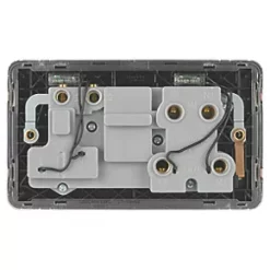 Schneider Electric Lisse Deco 45A 2-Gang DP Cooker Switch & 13A DP Switched Socket Polished Chrome with LED with Black Inserts -Sockets Sales Store 435FF A3