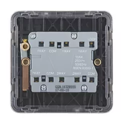 Schneider Electric Lisse Deco 10AX 3-Gang 2-Way Light Switch Brushed Stainless Steel with Black Inserts -Sockets Sales Store 444CC A3