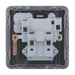 Schneider Electric Lisse Deco 13A 1-Gang SP Switched Plug Socket Brushed Stainless Steel with Black Inserts -Sockets Sales Store 472CC A3