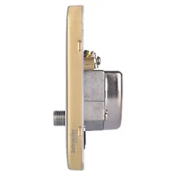 Schneider Electric Lisse Deco 1-Gang Triplex Multimedia Socket Satin Brass with Black Inserts -Sockets Sales Store 485FF A2