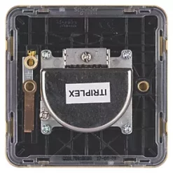 Schneider Electric Lisse Deco 1-Gang Triplex Multimedia Socket Satin Brass with Black Inserts -Sockets Sales Store 485FF A3