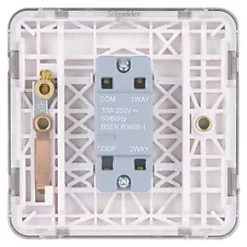 Schneider Electric Lisse Deco 10A 1-Gang 2-Way Retractive Switch Brushed Stainless Steel with White Inserts -Sockets Sales Store 489FF A3