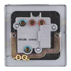 Schneider Electric Ultimate Low Profile 13A Switched Fused Spur with Neon Brushed Chrome with Black Inserts -Sockets Sales Store 4915J A3