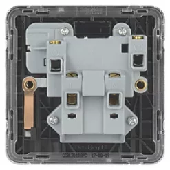 Schneider Electric Lisse Deco 13A 1-Gang SP Switched Plug Socket Polished Chrome with Black Inserts -Sockets Sales Store 494FF A3