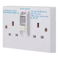 Schneider Electric Exclusive Square Edge 30mA 2-Gang Unswitched Passive RCD Socket White