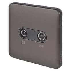 Schneider Electric Lisse Deco 1-Gang Duplex Multimedia Socket Mocha Bronze with Black Inserts