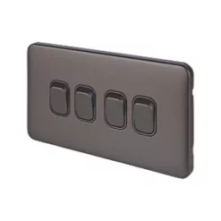Schneider Electric Lisse Deco 10AX 4-Gang 2-Way Light Switch Mocha Bronze with Black Inserts