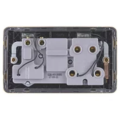 Schneider Electric Lisse Deco 45A 2-Gang DP Cooker Switch & 13A DP Switched Socket Satin Brass with LED with Black Inserts -Sockets Sales Store 552FF A3