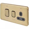 Schneider Electric Lisse Deco 45A 2-Gang DP Cooker Switch & 13A DP Switched Socket Satin Brass with LED with Black Inserts -Sockets Sales Store 552FF P