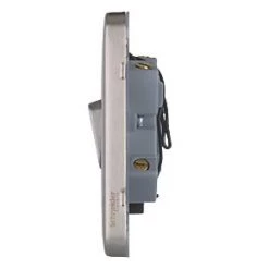 Schneider Electric Lisse Deco 13A Switched Fused Spur with LED Brushed Stainless Steel with Black Inserts -Sockets Sales Store 561CC A2