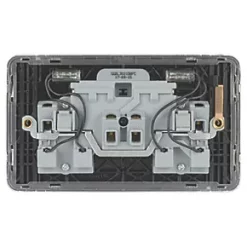 Schneider Electric Lisse Deco 13A 2-Gang DP Switched Plug Socket Polished Chrome with LED with Black Inserts -Sockets Sales Store 563FF A3