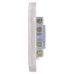 Schneider Electric Lisse Deco 13A Unswitched Fused Spur Brushed Stainless Steel with White Inserts -Sockets Sales Store 575FF A2