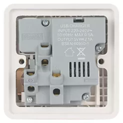 Schneider Electric Lisse Deco 13A 1-Gang SP Switched Socket + 2.1A 2-Outlet Type A USB Charger Polished Chrome with White Inserts -Sockets Sales Store 576FF A3