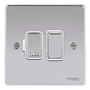 Schneider Electric Ultimate Low Profile 13A Switched Fused Spur Polished Chrome with White Inserts 4 Schneider Electric Ultimate Low Profile 13A Switched Fused Spur Polished Chrome with White Inserts - Image 2