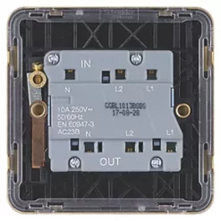 Schneider Electric Lisse Deco 10A 1-Gang 3-Pole Fan Isolator Switch Satin Brass with Black Inserts -Sockets Sales Store 592FF A3