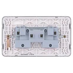 Schneider Electric Lisse Deco 13A 2-Gang Unswitched Plug Socket Brushed Stainless Steel with White Inserts -Sockets Sales Store 607FF A3