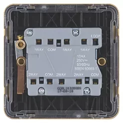 Schneider Electric Lisse Deco 10AX 3-Gang 2-Way Light Switch Satin Brass with Black Inserts -Sockets Sales Store 616FF A3