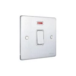 Schneider Electric Ultimate Low Profile 20AX 1-Gang DP Control Switch Brushed Chrome with Neon with White Inserts -Sockets Sales Store 6233J A2