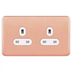 Schneider Electric Lisse Deco 13A 2-Gang Unswitched Socket Copper with White Inserts -Sockets Sales Store 628HX A1