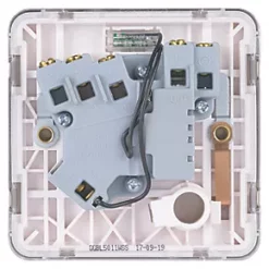 Schneider Electric Lisse Deco 13A Switched Fused Spur with LED Brushed Stainless Steel with White Inserts -Sockets Sales Store 638FF A3