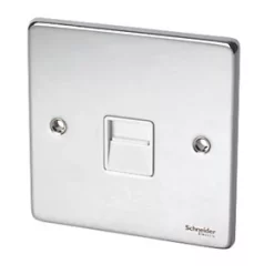 Schneider Electric Ultimate Low Profile Slave Telephone Socket Polished Chrome with White Inserts