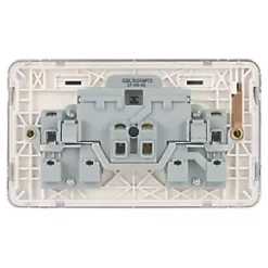 Schneider Electric Lisse Deco 13A 2-Gang DP Switched Plug Socket Polished Chrome with White Inserts -Sockets Sales Store 646FF A3