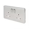 Schneider Electric Lisse Deco 13A 2-Gang DP Switched Plug Socket Polished Chrome with White Inserts -Sockets Sales Store 646FF P