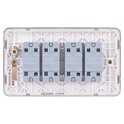Schneider Electric Lisse Deco 10AX 4-Gang 2-Way Light Switch Brushed Stainless Steel with White Inserts -Sockets Sales Store 660FF A3