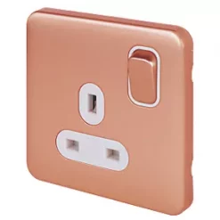 Schneider Electric Lisse Deco 13A 1-Gang DP Switched Socket Copper with LED with White Inserts