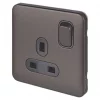 Schneider Electric Lisse Deco 13A 1-Gang SP Switched Plug Socket Mocha Bronze with Black Inserts -Sockets Sales Store 687FF P