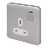 Schneider Electric Lisse Deco 13A 1-Gang DP Switched Plug Socket Brushed Stainless Steel with White Inserts 2 Schneider Electric Lisse Deco 13A 1-Gang DP Switched Plug Socket Brushed Stainless Steel with White Inserts -Sockets Sales Store 693FF P