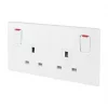 Schneider Electric Ultimate Slimline 13A 2-Gang DP Switched Plug Socket White -Sockets Sales Store 7173J P