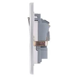Schneider Electric Ultimate Low Profile 13A 2-Gang SP Switched Plug Socket Polished Chrome with White Inserts -Sockets Sales Store 7233J A2