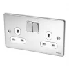 Schneider Electric Ultimate Low Profile 13A 2-Gang SP Switched Plug Socket Polished Chrome with White Inserts -Sockets Sales Store 7233J P