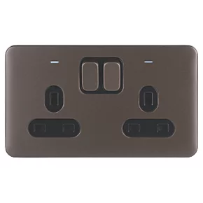 Schneider Electric Lisse Deco 13A 2-Gang DP Switched Plug Socket Mocha Bronze with LED with Black Inserts 4 Schneider Electric Lisse Deco 13A 2-Gang DP Switched Plug Socket Mocha Bronze with LED with Black Inserts - Image 2