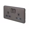 Schneider Electric Lisse Deco 13A 2-Gang DP Switched Plug Socket Mocha Bronze with LED with Black Inserts -Sockets Sales Store 771FF P