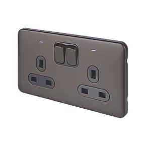 Schneider Electric Lisse Deco 13A 2-Gang DP Switched Plug Socket Mocha Bronze with LED with Black Inserts 3 Schneider Electric Lisse Deco 13A 2-Gang DP Switched Plug Socket Mocha Bronze with LED with Black Inserts
