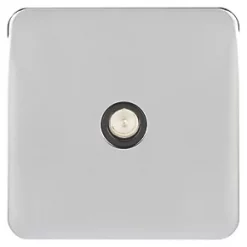 Schneider Electric Lisse Deco Coaxial TV / FM Socket Polished Chrome with Black Inserts -Sockets Sales Store 772FF A1