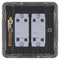 Schneider Electric Lisse Deco 10AX 2-Gang 2-Way Light Switch Satin Brass with Black Inserts -Sockets Sales Store 776FF A3