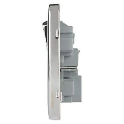 Schneider Electric Lisse Deco 13A 2-Gang SP Switched Socket + 2.1A 2-Outlet Type A USB Charger Polished Chrome with White Inserts -Sockets Sales Store 784FF A2