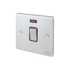 Schneider Electric Ultimate Low Profile 20AX 1-Gang DP Control Switch Brushed Chrome with Neon with Black Inserts