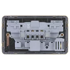 Schneider Electric Lisse Deco 13A 2-Gang SP Switched Socket + 2.1A 2-Outlet Type A USB Charger Satin Brass with Black Inserts -Sockets Sales Store 792FF A3